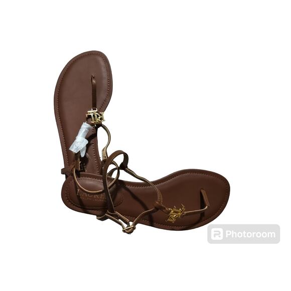 NWOT Lauren Ralph Lauren brow leather classic sandals size 8 - Picture 4 of 10